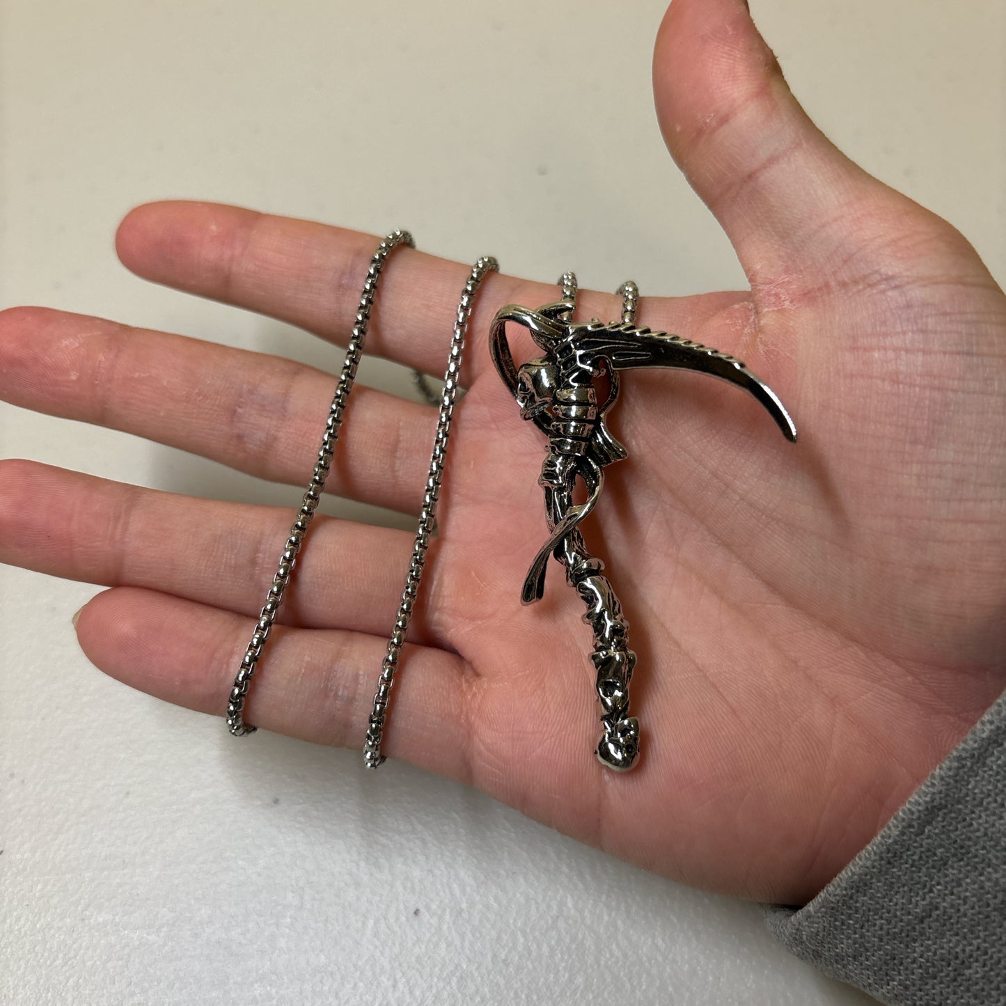 0216 - Skeleton Scythe Necklace