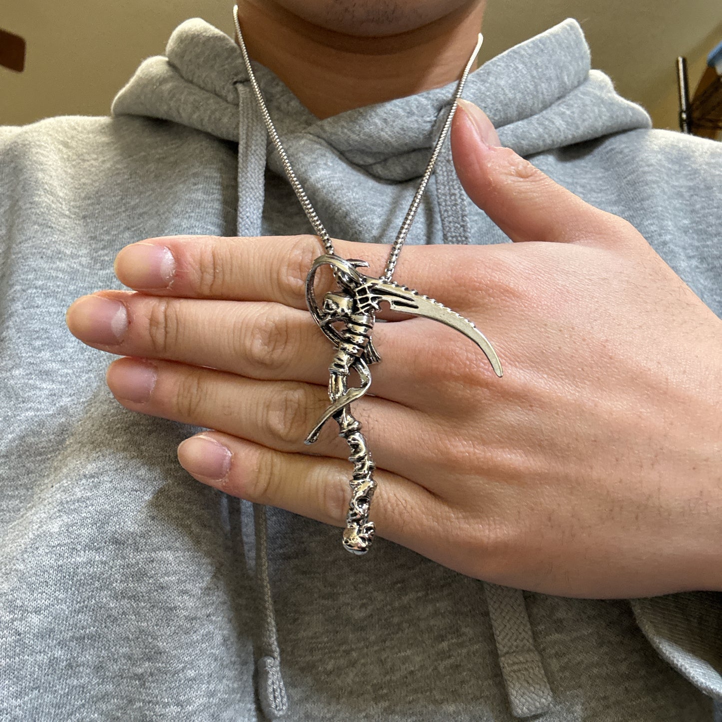 0216 - Skeleton Scythe Necklace