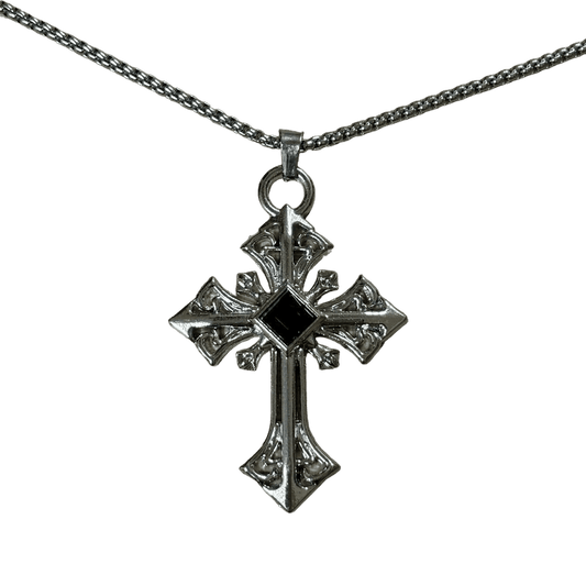 0249 - Black Ore Cross Necklace