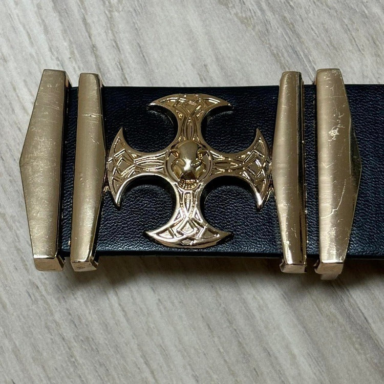 0034 - Gold Skull Cross Belt