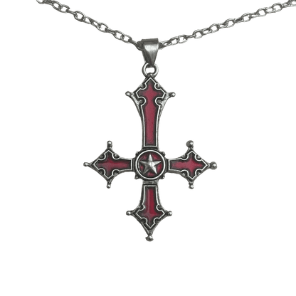 0202 - Inverted Cross Necklace (Red)