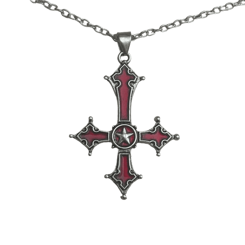 0202 - Inverted Cross Necklace (Red)