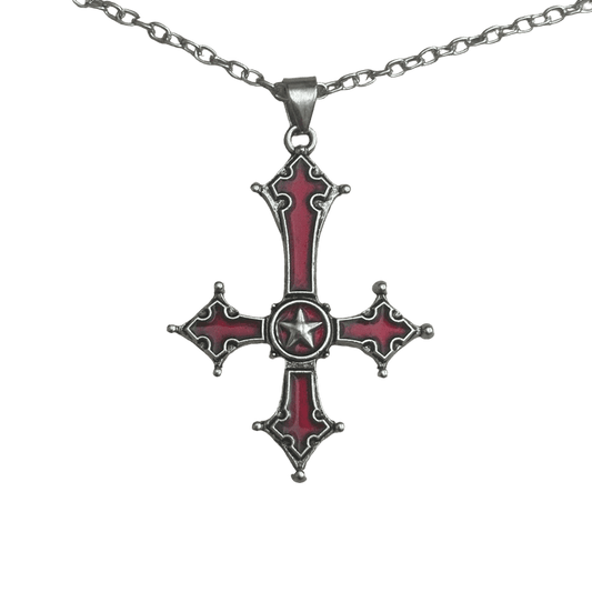 0202 - Inverted Cross Necklace (Red)