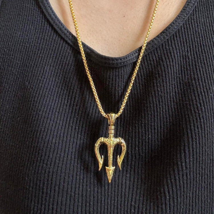 0174 - Golden Trident Necklace