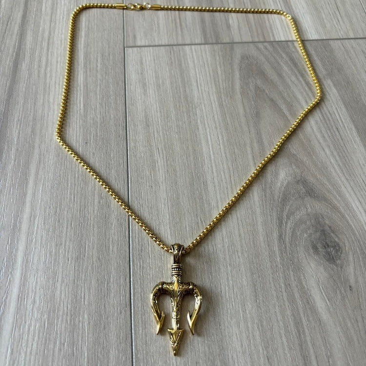 0174 - Golden Trident Necklace