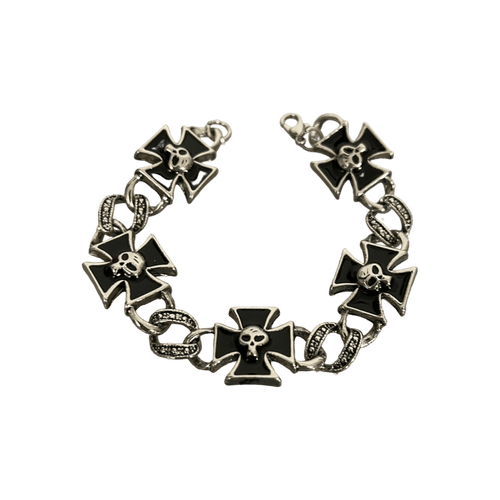 0228 - Black Cross Skull Bracelet