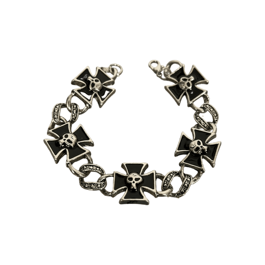 0228 - Black Cross Skull Bracelet