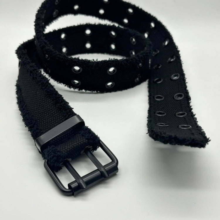 0074 - Distressed Grommet Belt (black)