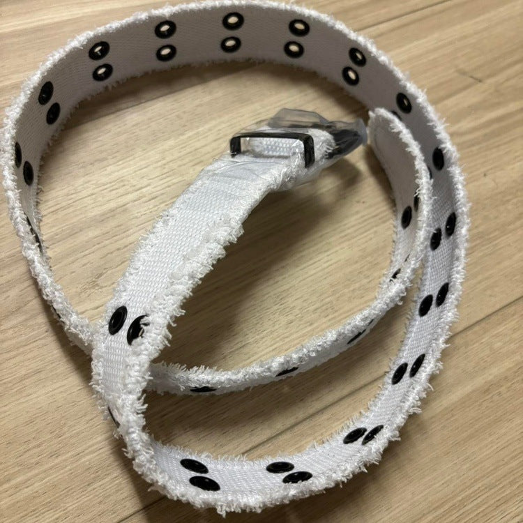 0072 - Distressed Grommet Belt (white)