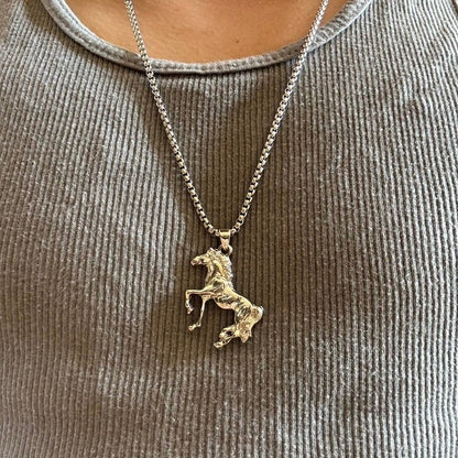 0226 - Silver Horse Pendant Necklace