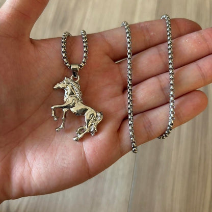 0226 - Silver Horse Pendant Necklace