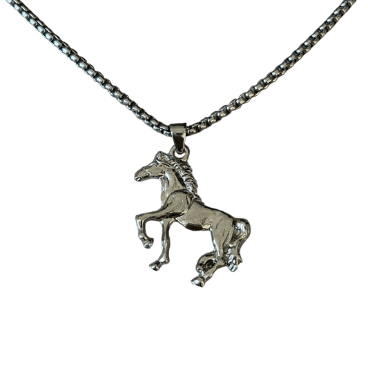 0226 - Silver Horse Pendant Necklace