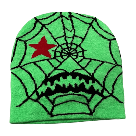 0104 - Y2K Skull Web Beanie (slime)