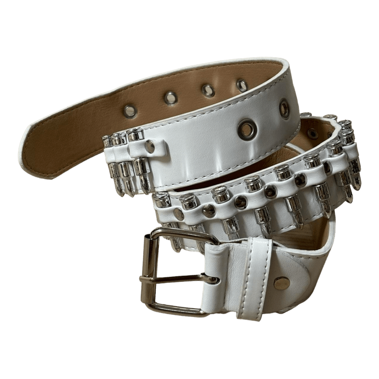 0080 - White Bullet Studded Belt