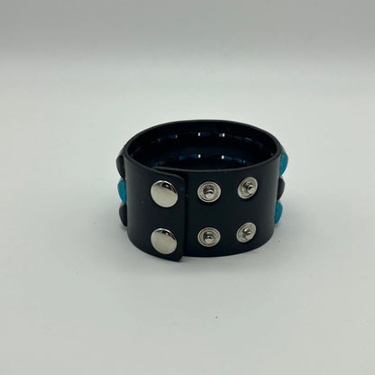Pyramid Studded Bracelet (Black/Blue)