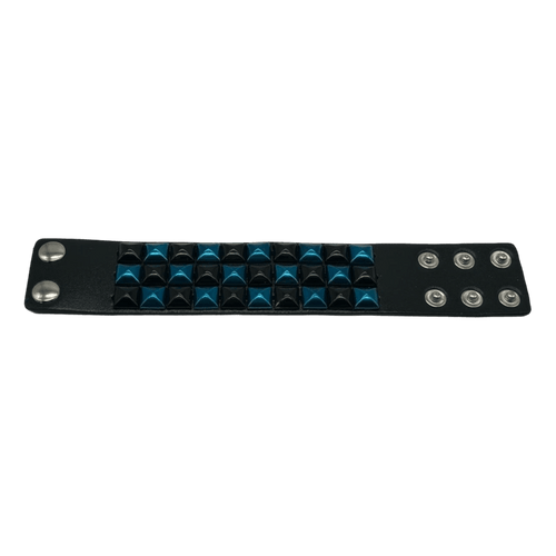 Pyramid Studded Bracelet (Black/Blue)