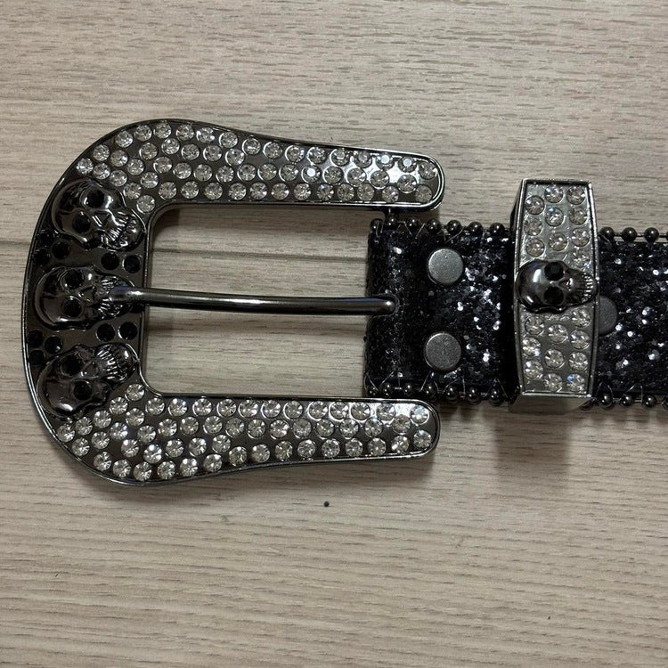 0065 - Skull Rhinestone Buckle Belt