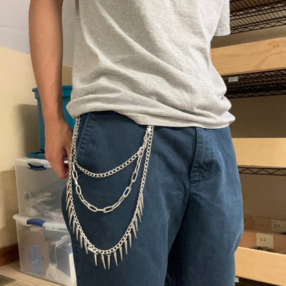 0326 - Layered Rivet Spike Wallet Chain
