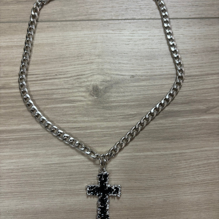 0261 - Black Cross Cuban Chain