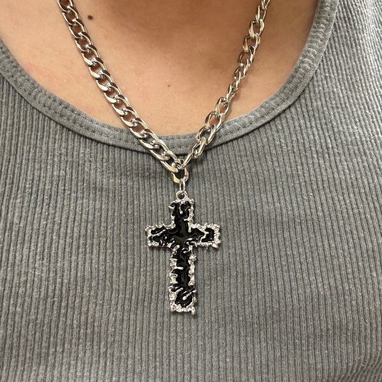 0261 - Black Cross Cuban Chain