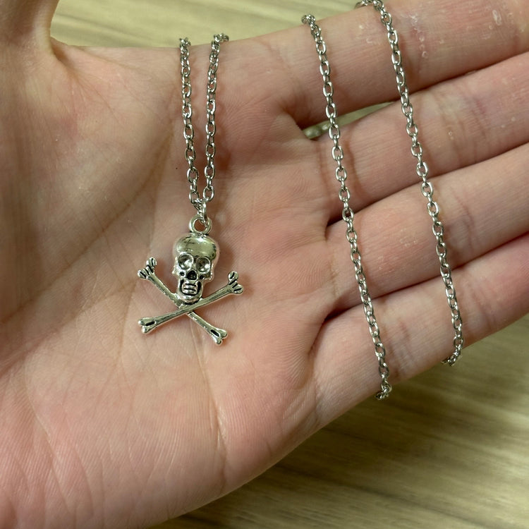 0251 - Tiny Cross-Bone Skull Necklace