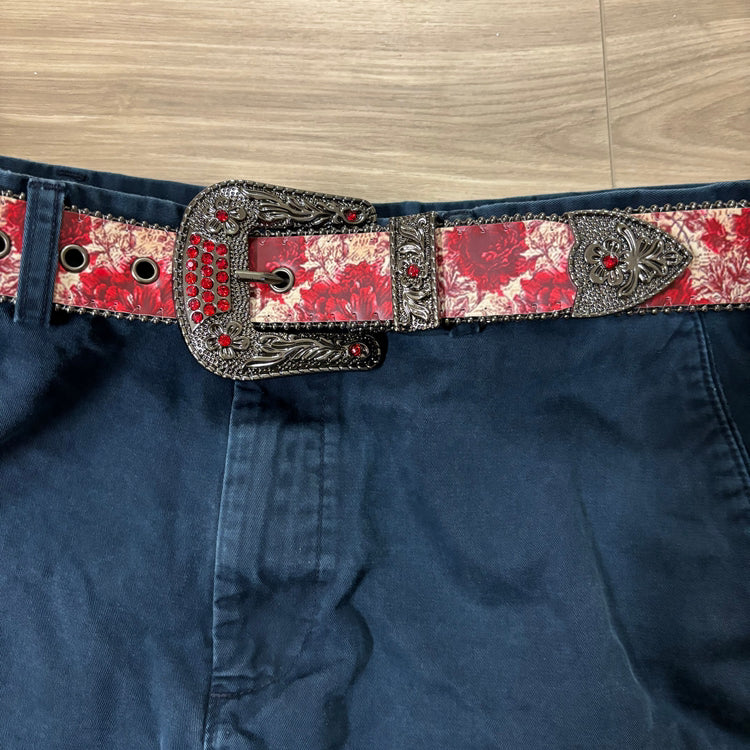 0004 - Ruby Floral Rhinestone Belt