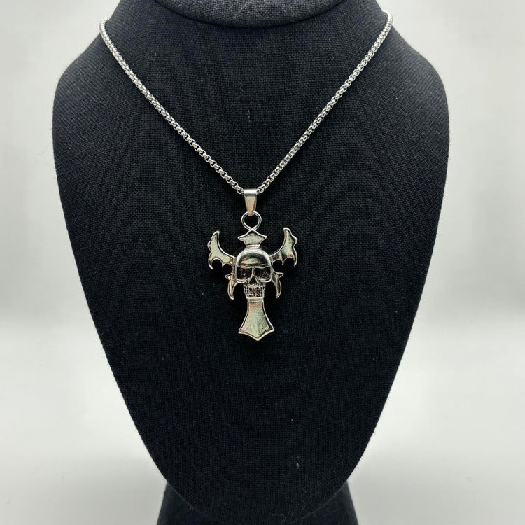 0173 - Y2K Skull Cross Necklace