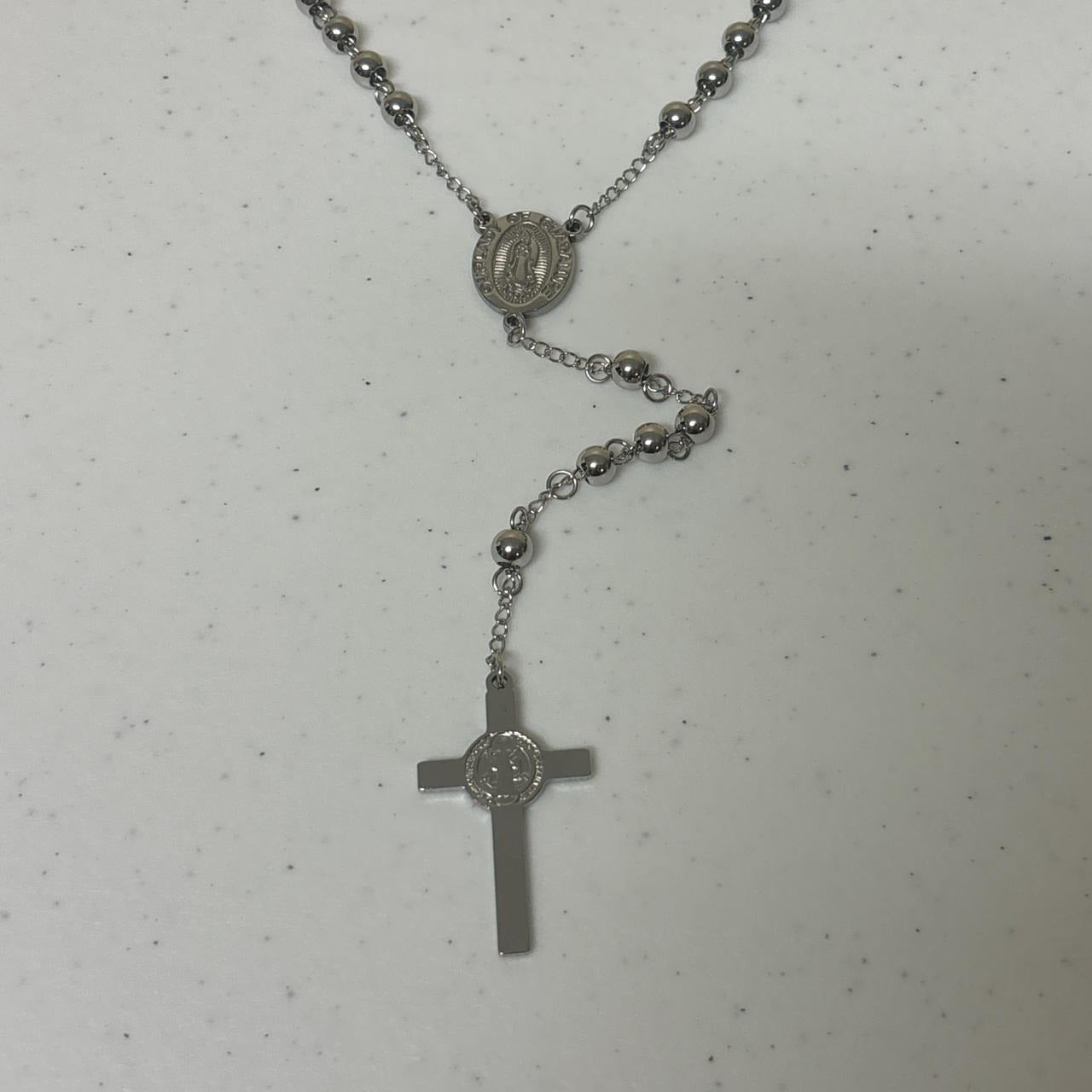 0586 - Bead Rosary Cross Pendant Chain