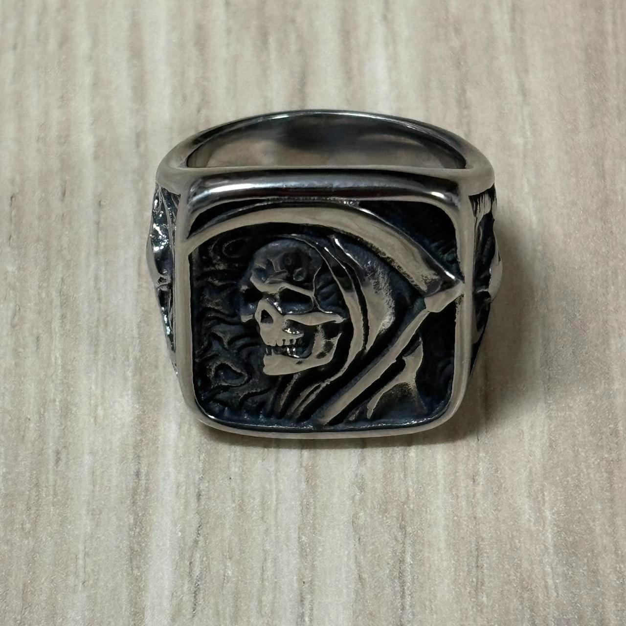 0488 - Grim Reaper Skull Signet Ring