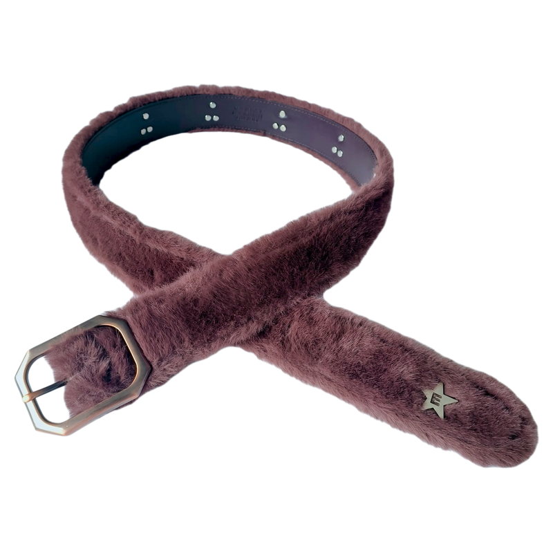 Pink Plush Star Fur Belt