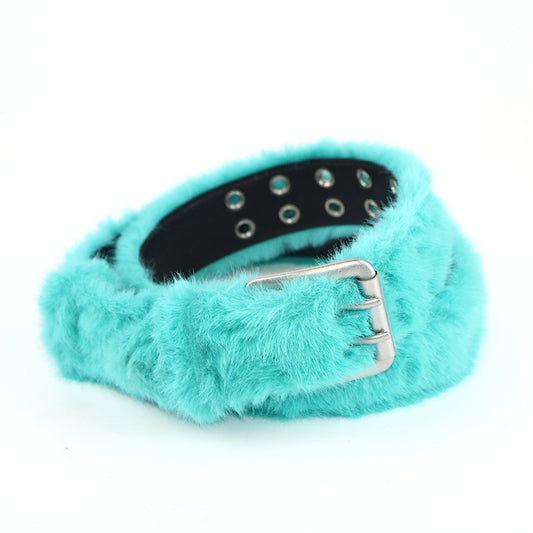 Plush Fur Grommet Belt