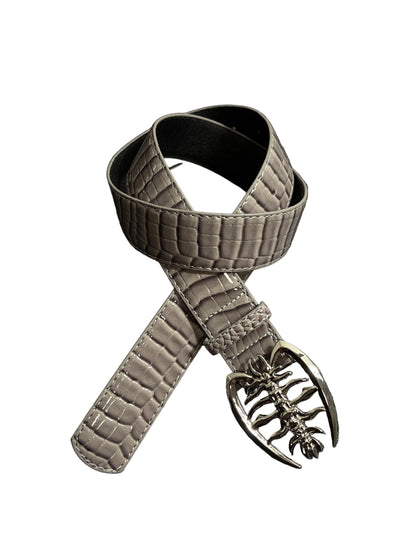 Crocodile Pattern Patent Leather Belt