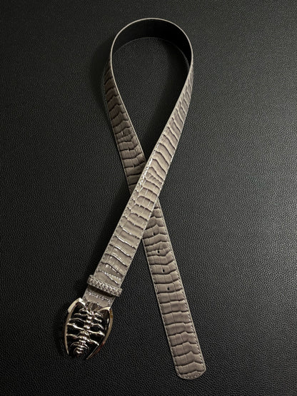 Crocodile Pattern Patent Leather Belt