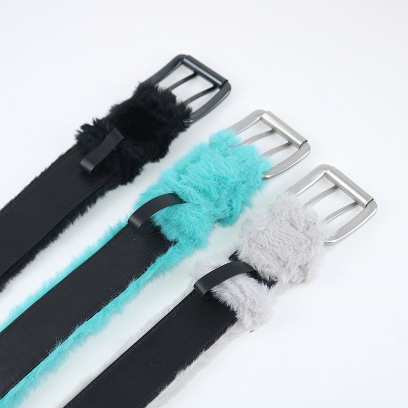 Plush Fur Grommet Belt