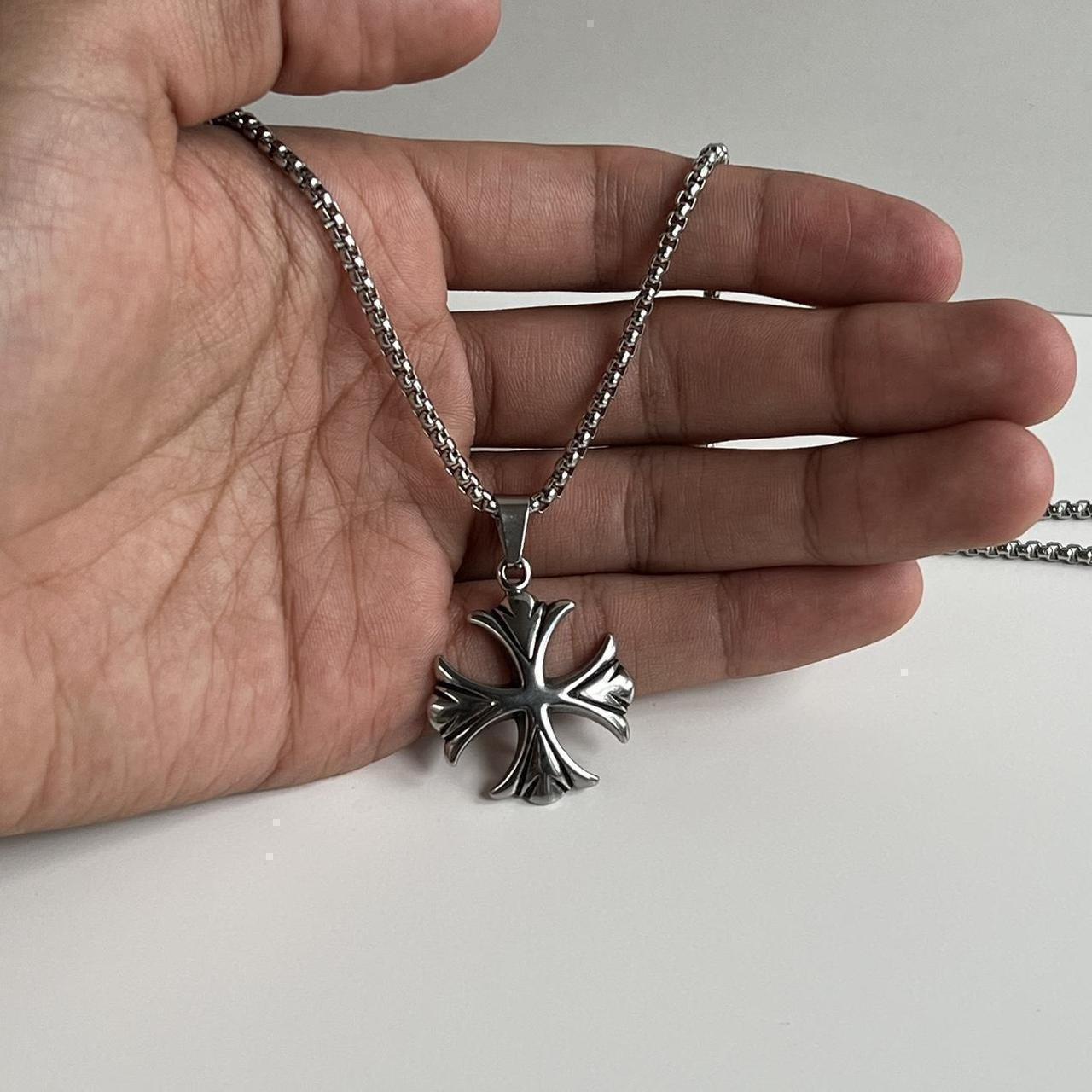 Gothic Engraved Cross Necklace