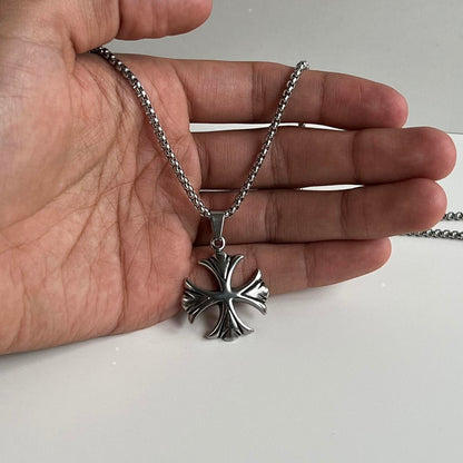Gothic Engraved Cross Necklace