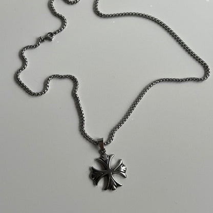 Gothic Engraved Cross Necklace