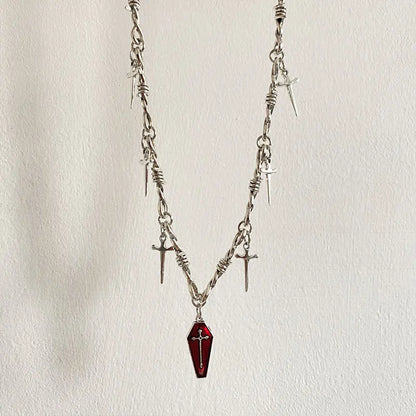 Vampire Coffin Cross Barbed Chain