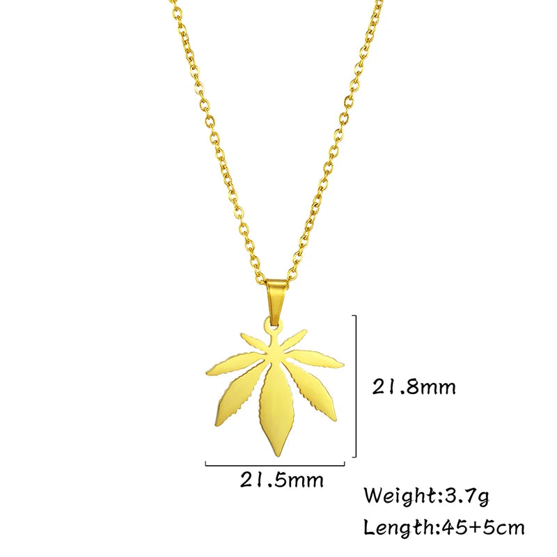 Mini Stainless Weed Necklace