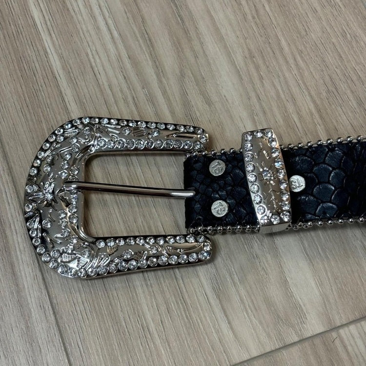 0466 - Rhinestone Red Cross Buckle Belt