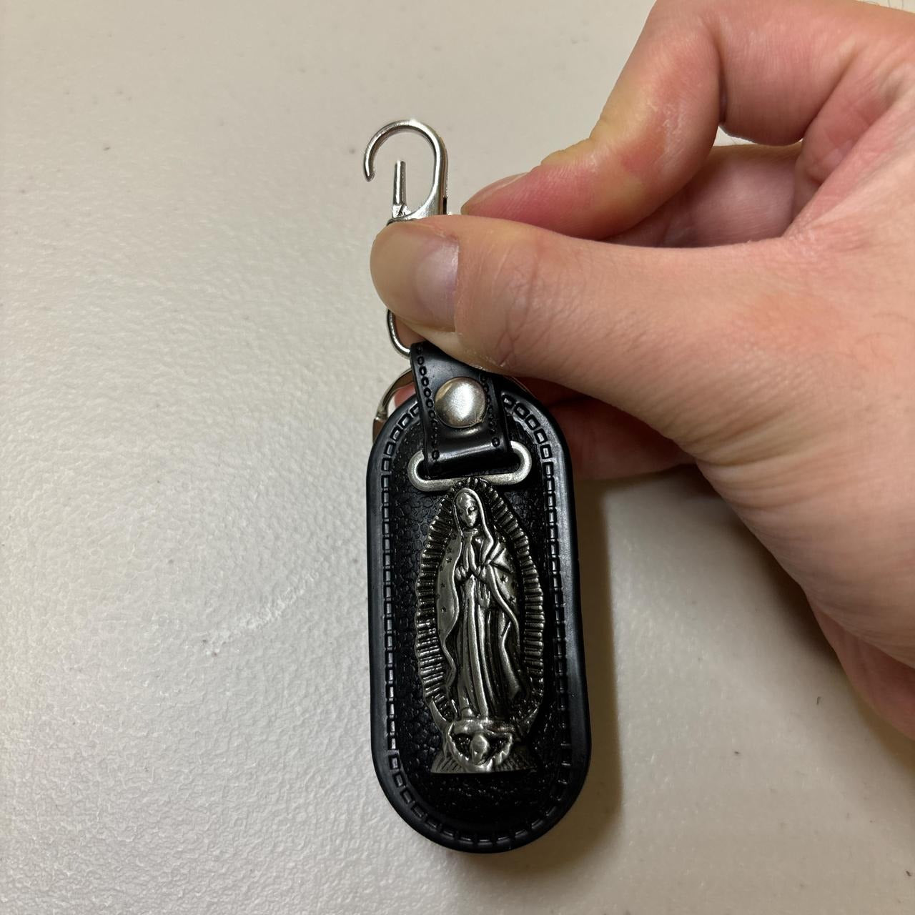 0630 - Virgin Mary Leather Keychain