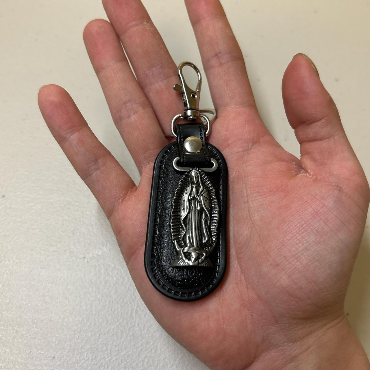 0630 - Virgin Mary Leather Keychain