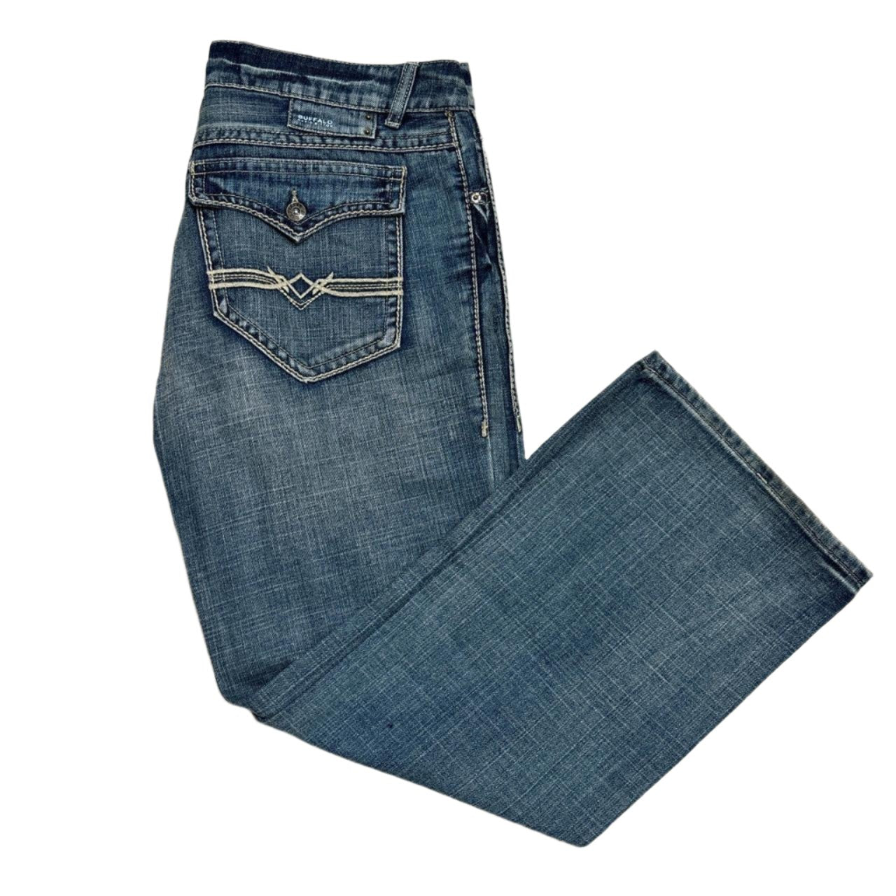 0557 - Y2K Buffalo Embroidered Faded Jeans