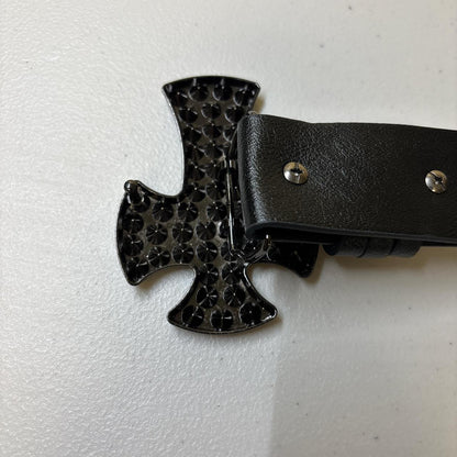 0652 - Rhinestone Cross Buckle Black Belt