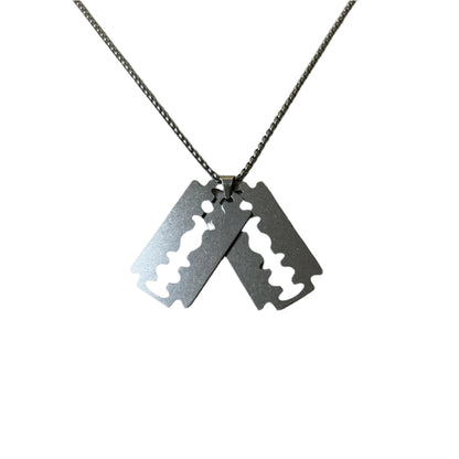 0721 - Double Razor Pendant Necklace