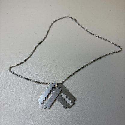 0721 - Double Razor Pendant Necklace