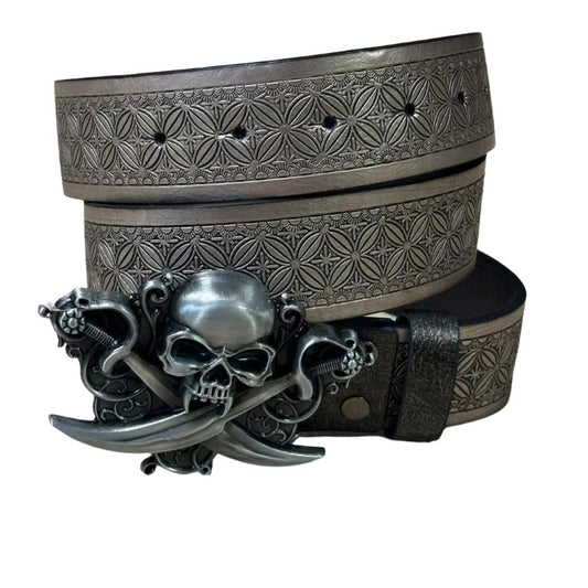 0439 - Cross Sword Skull Buckle Belt