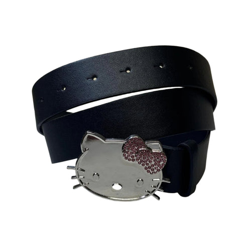 0632 - Rhinestone Hello Kitty Belt (black)