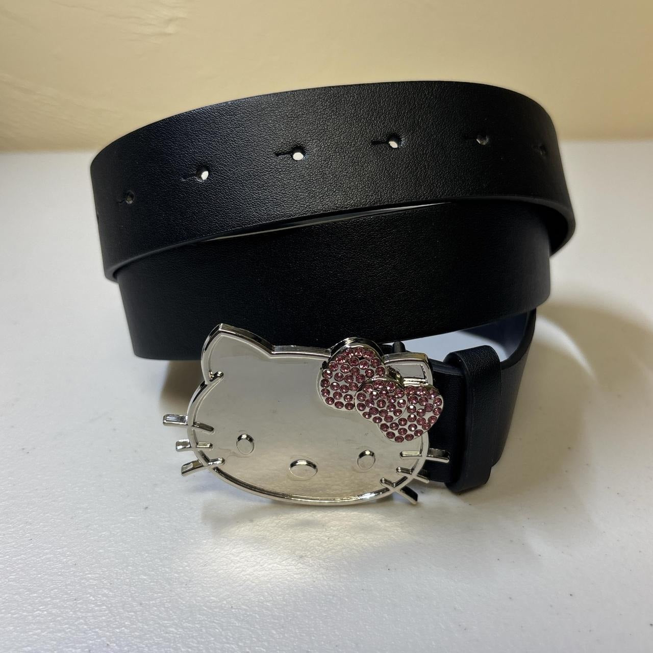 0632 - Rhinestone Hello Kitty Belt (black)