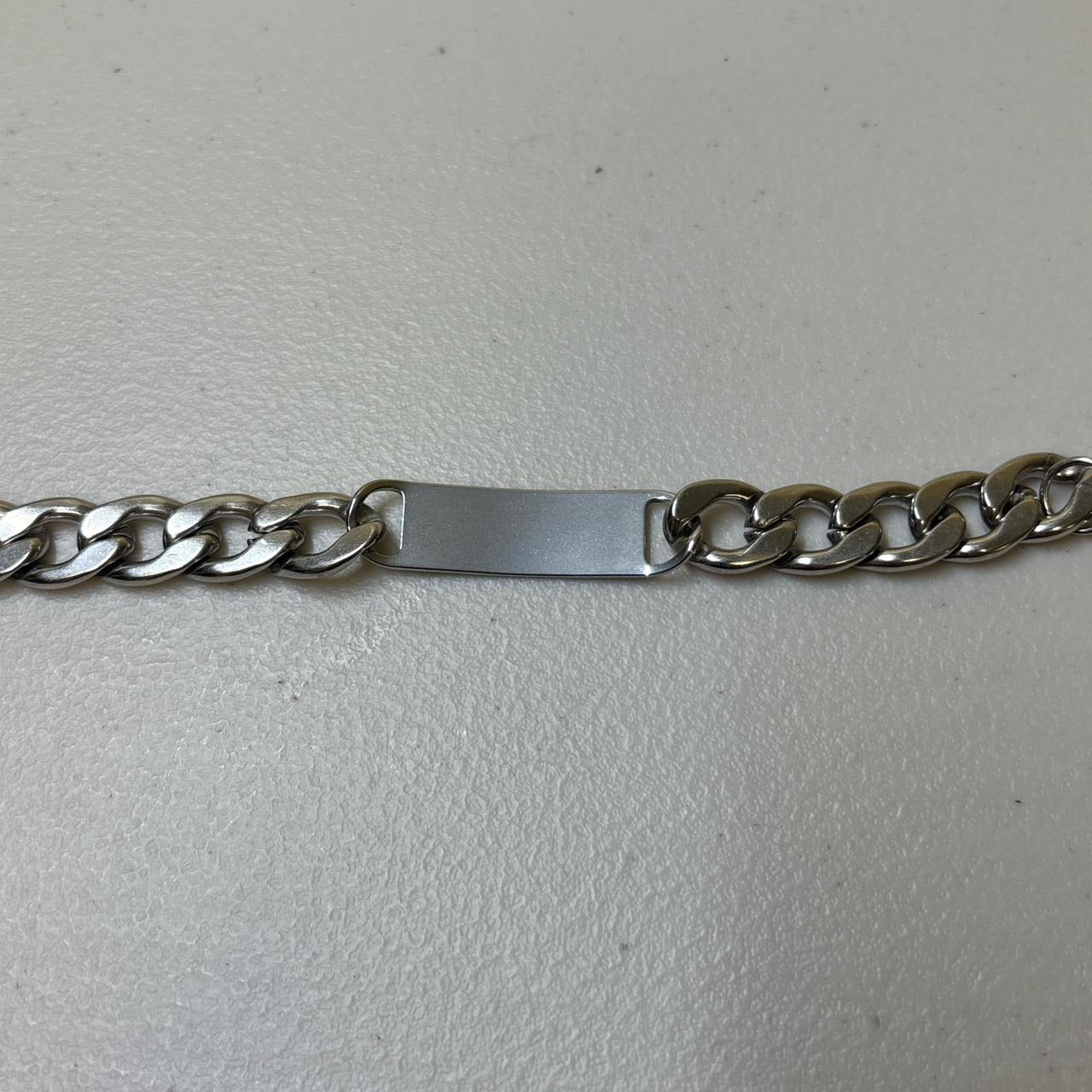 0644 - Silver Cross ID Cuban Bracelet